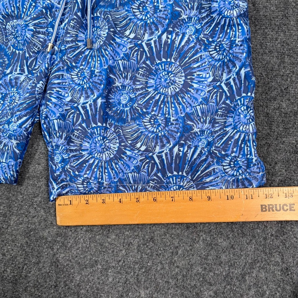 Peter Millar Swim Trunks Mens Large Blue Shell Print Mesh Lined Board Shorts AOP - Picture 7 of 8